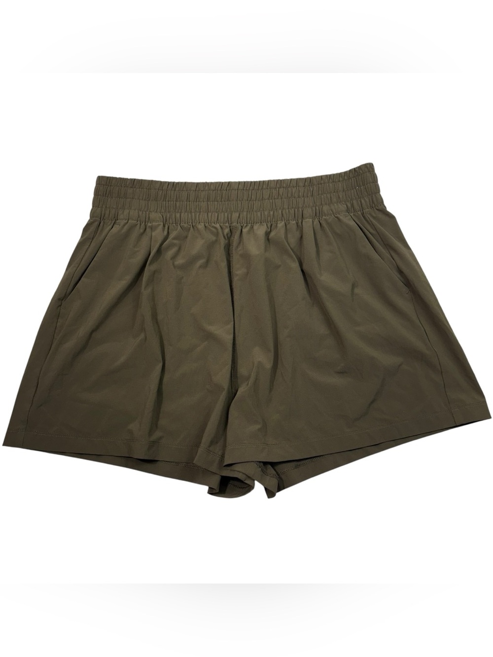 Vuori Women's Villa Khaki Green Lightweight Athletic Shorts Large L Relaxed Fit